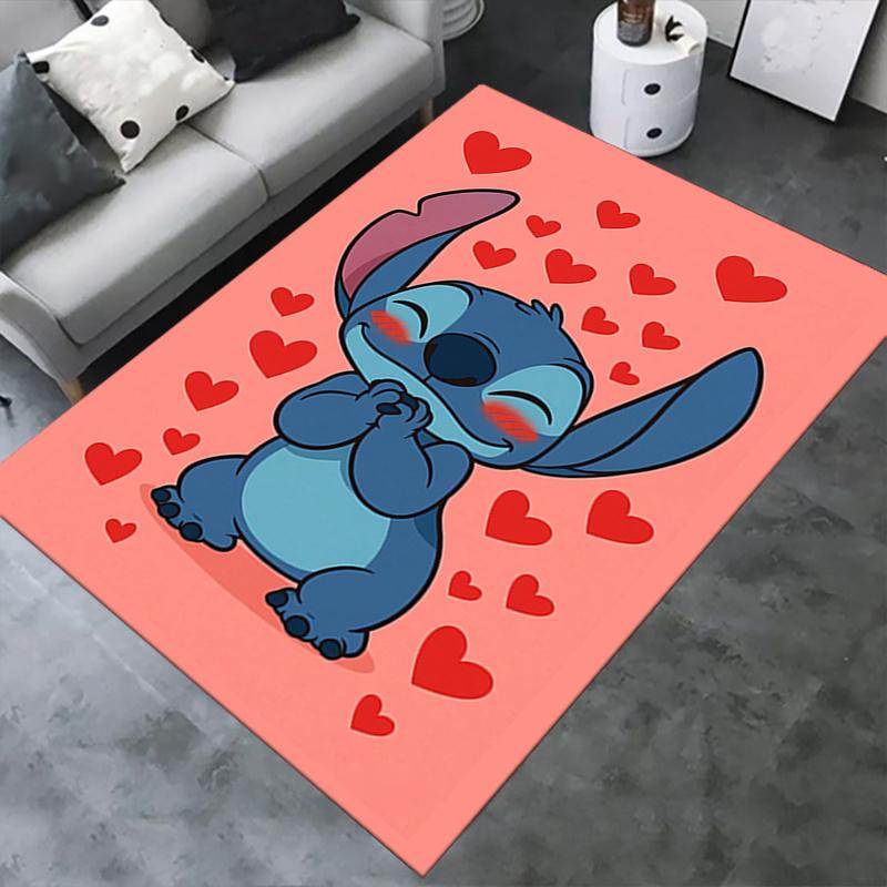 Office Rug Stitch, Hearts Theme 3D Printed Anti-Slip Rug-Machine Washable for Living Room