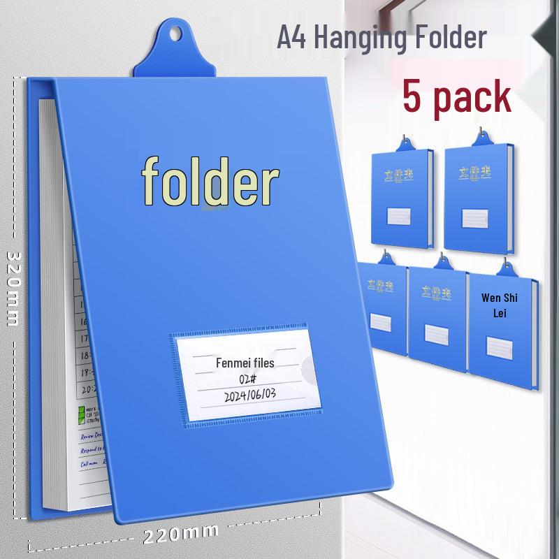 A4 Vertical Hanging File Box with 20 Clipboard Folders - Office Storage for HR & Finance