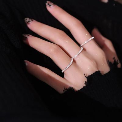 Chic Minimalist Silver Color Shiny Rings For Women Adjustable Ring Personality Fine  Jewelry Wedding Party Gift