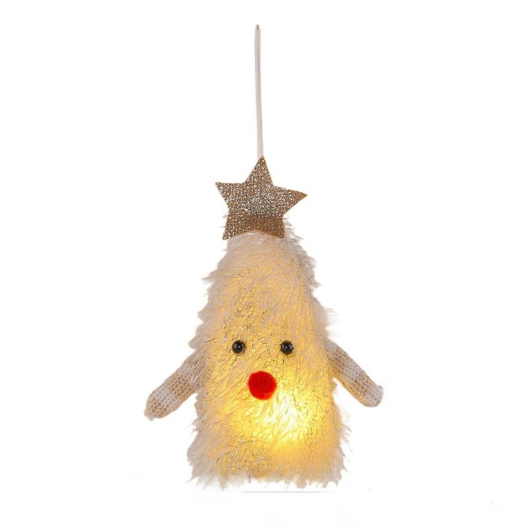 Christmas Tree Doll Decoration Fluffy Light-up Christmas Tree Doll Ornament for Hotel Window Decor Stuffed Xmas Tree for Mall