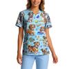 Top de Trabalho Feminino com Gola V de Manga Curta, Stretch e Secagem Rápida, com Estampa Animal e Bolsos