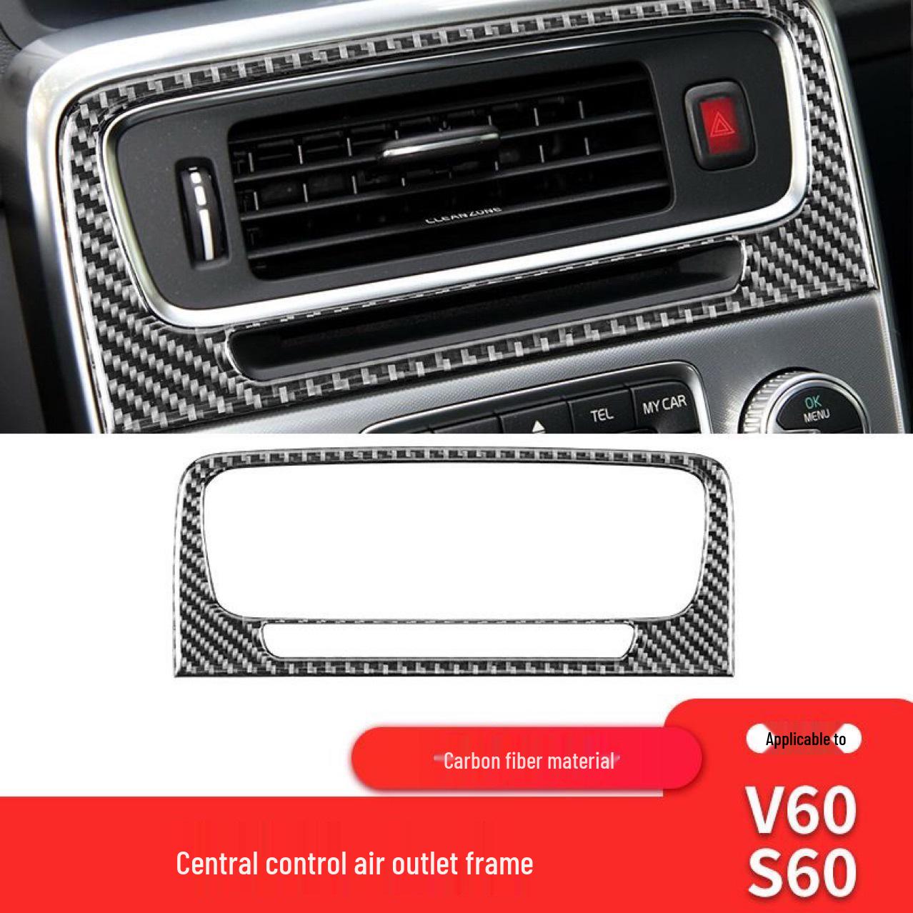 

Volvo V60/S60L Carbon Fiber Console Air Outlet Decor Sticker 10-19 V60 center console air vent sticker