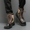 Men’s Retro Punk Thick Sole Platform Boots Jockey Boots Street Style Square Toe Motorcycle Boots High Boots Plus Size