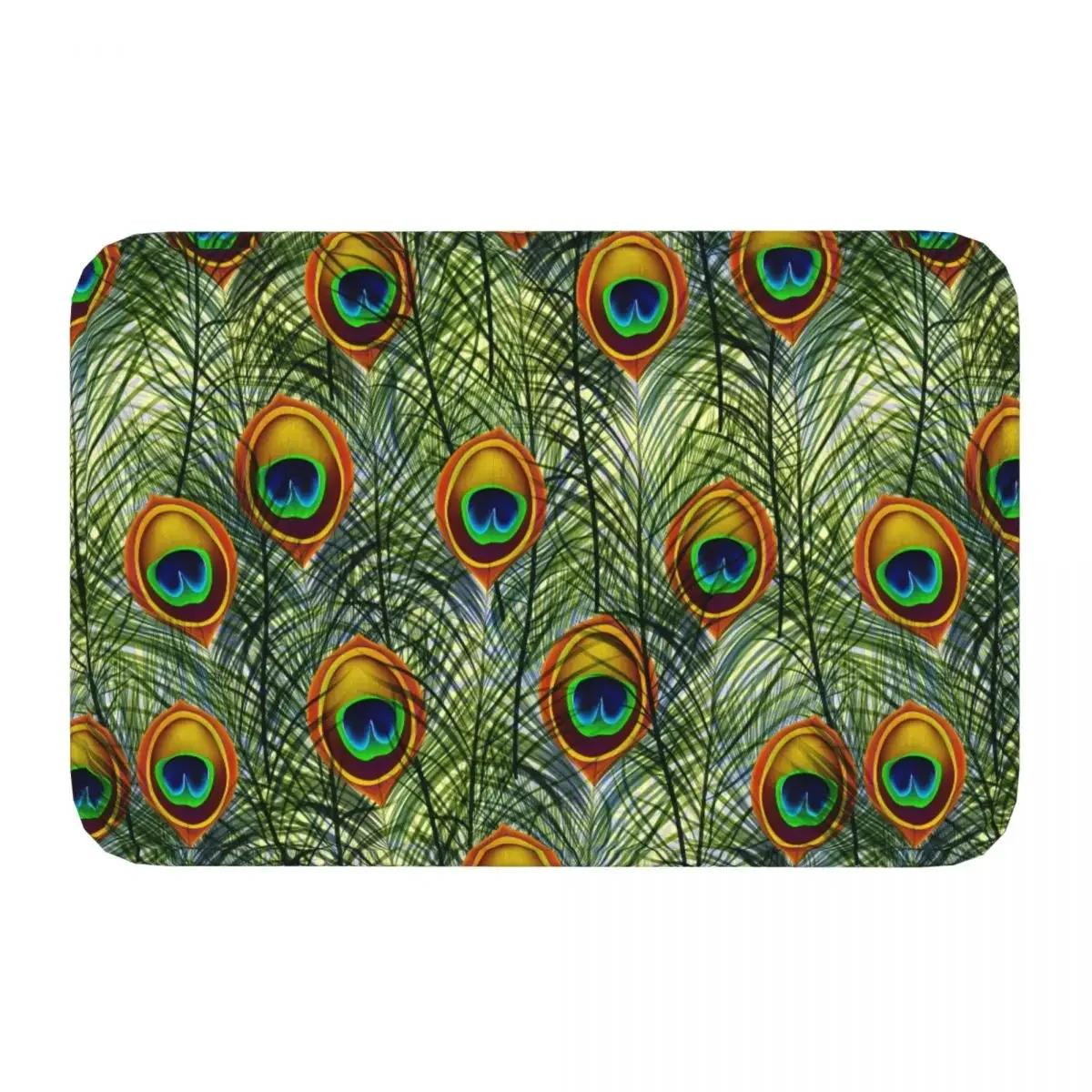 

Non-slip Rug Doormat Bath Mat Peacock Bird Feather Hallway Carpet Welcome Decorative 40cmx60cm