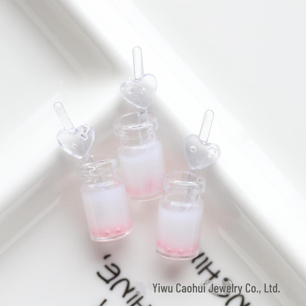 Luminous Pearl Milk Tea Straw Cup Pendant Keychain with Hanging Hole for DIY.