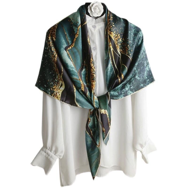 100% Czysty Jedwabny Szalik Damski Na Szyję Foulard Kwadratowy Mała Opaska Na Głowę Winylowy Wzór Chusteczka Szaliki Bandana 110*110cm