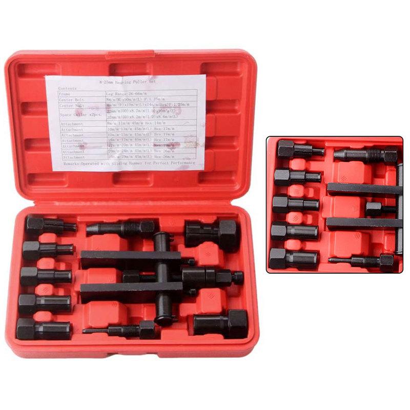 10pcs Motorcycle Inner Bearing Puller Tool Kit 8-25mm Wheel Bearing Removal Tools Repair Tool Professional Bearing Disassembly