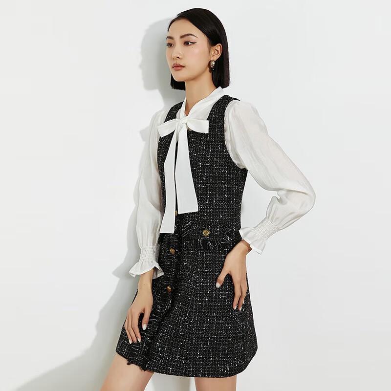 Minikleid im französischen Stil mit langen Ärmeln und Zweiteiler-Optik