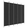 Vidaxl Parawan 5-Panelowy, Czarny, 250X220 Cm, Tkanina