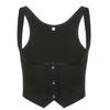 2KWEIRD Black Button Up Corset Top Women Fashion Sleeveless Skinny Tank Tops Vintage Y2k Streetwear Tees Harajuku 90s Girdle Vest