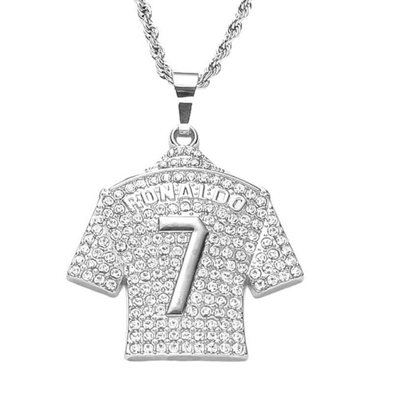 HNSP Lionel Messi Cristiano Ronaldo Jersey Pendant Chain Necklace For Men Boy Soccer Fan Gifts Football Zircon Accessories