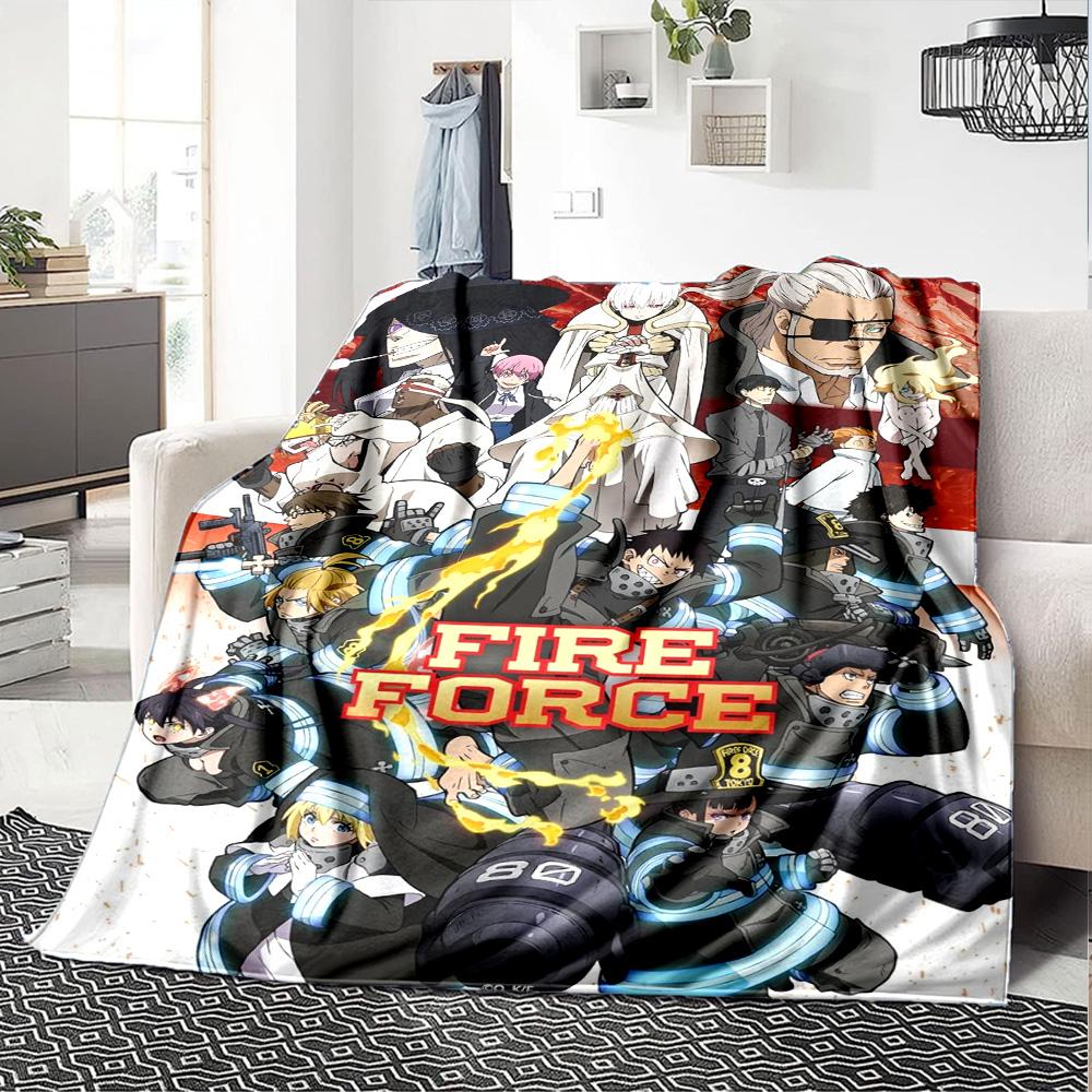 Fire Force Print Flannel Blanket High Quality Warm Comfortable Cover for All Seasons Perfect for Gifts Home Decor
