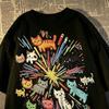 Y2K Clothing Fun and Cute Cat Print T-Shirt Sweet Aesthetic Anime Women's Loose Summer Trend