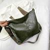 Wide Geometric Strap Shoulder Bag Large Capacity Crossbody Bags For Women Retro Pu Leather Women's Bag