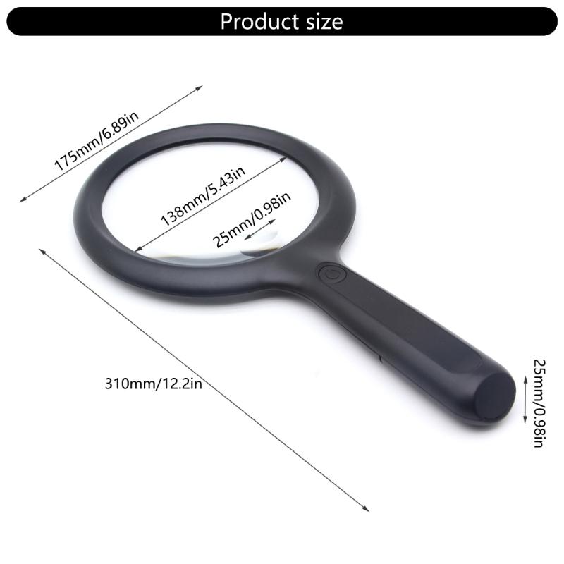 Adjustable Double Light Magnifying Glass With Comfortable Grip Nonslip Handle Enhancing Acrylic Lens For Detailed Inspection Hobbies Close Work