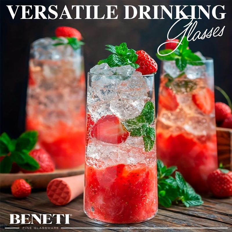 KEMORELA Wassergläser 1/2/4 Stück Dünne Highball-Gläser Klare Hohe Glasbecher für Wasser Saft Getränke und Cocktails Spülmaschinenfest