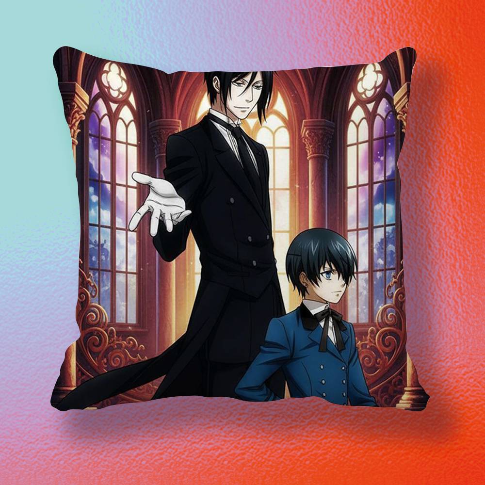 Black Butler Ciel and Sebastian Pillow cover Soft Microfiber Pillowcase Home Sofa Decor Surprise Decorative printed