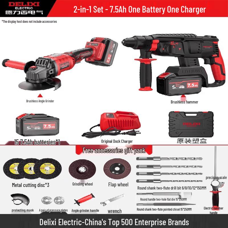 DELIXI Cordless Brushless Rotary Hammer Drill CN plug (adapter included)