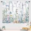 Watercolor Ocean Sea Life Seahorse Starfish Shell Print Window Curtain For Bathroom Bedroom Decor