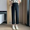 Women's Spring/Summer Maternity Cotton-Linen Stretch Wide-Leg Pants, Loose Fit, Cropped Length