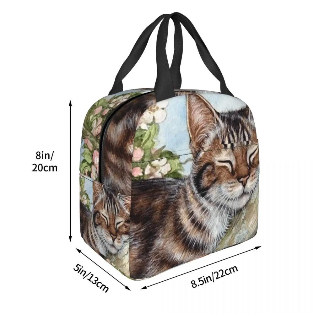 Cat Sleeps On A Tree Branch Insulated Lunch Bag for Women Office Cooler Thermal Food Box Tote Portable Lunch Boxes Container