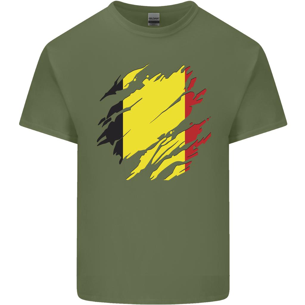 Torn Belgium Flag Belgian Day Football Unisexs Light Cotton Tshirt