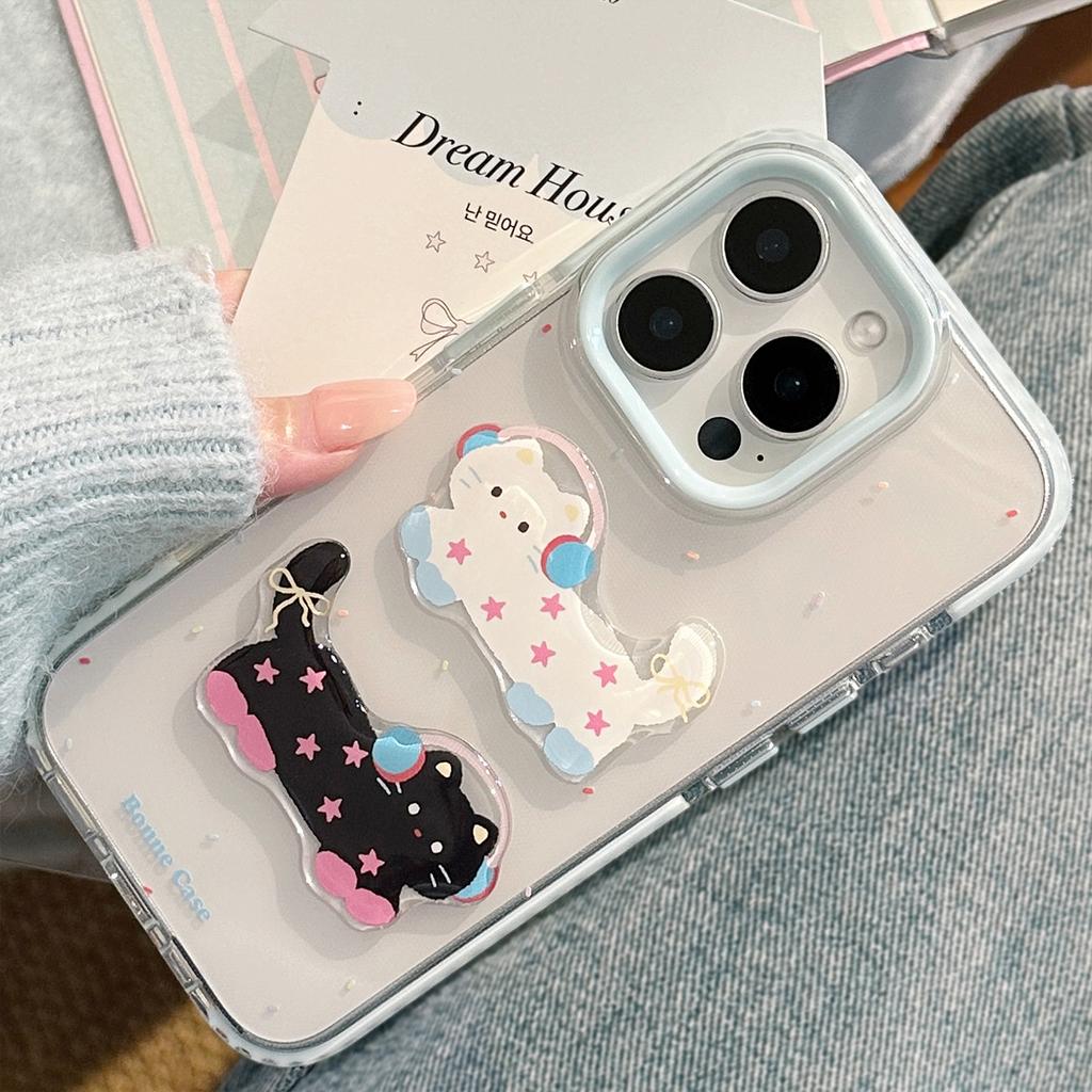 Blauer Spritzer Cartoon Katze IPhone 15 Apple 16 Promax Handyhülle Geeignet für 14 Sturzsicher 13 Dreidimensional 11 Weich