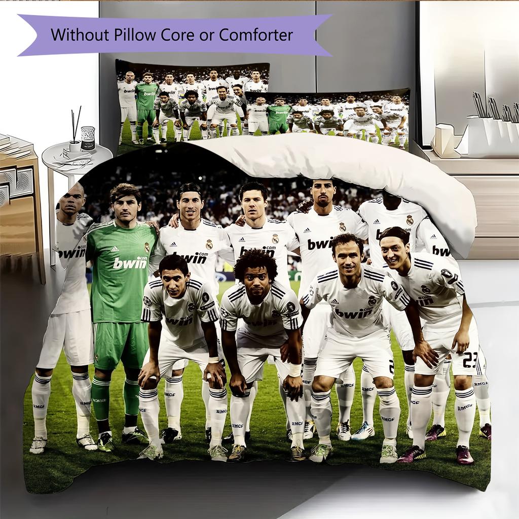 Madrid players Pattern Bedding Home Decoration Birthday Gift (1 * duvet cover + 2 * pillowcase, without core)