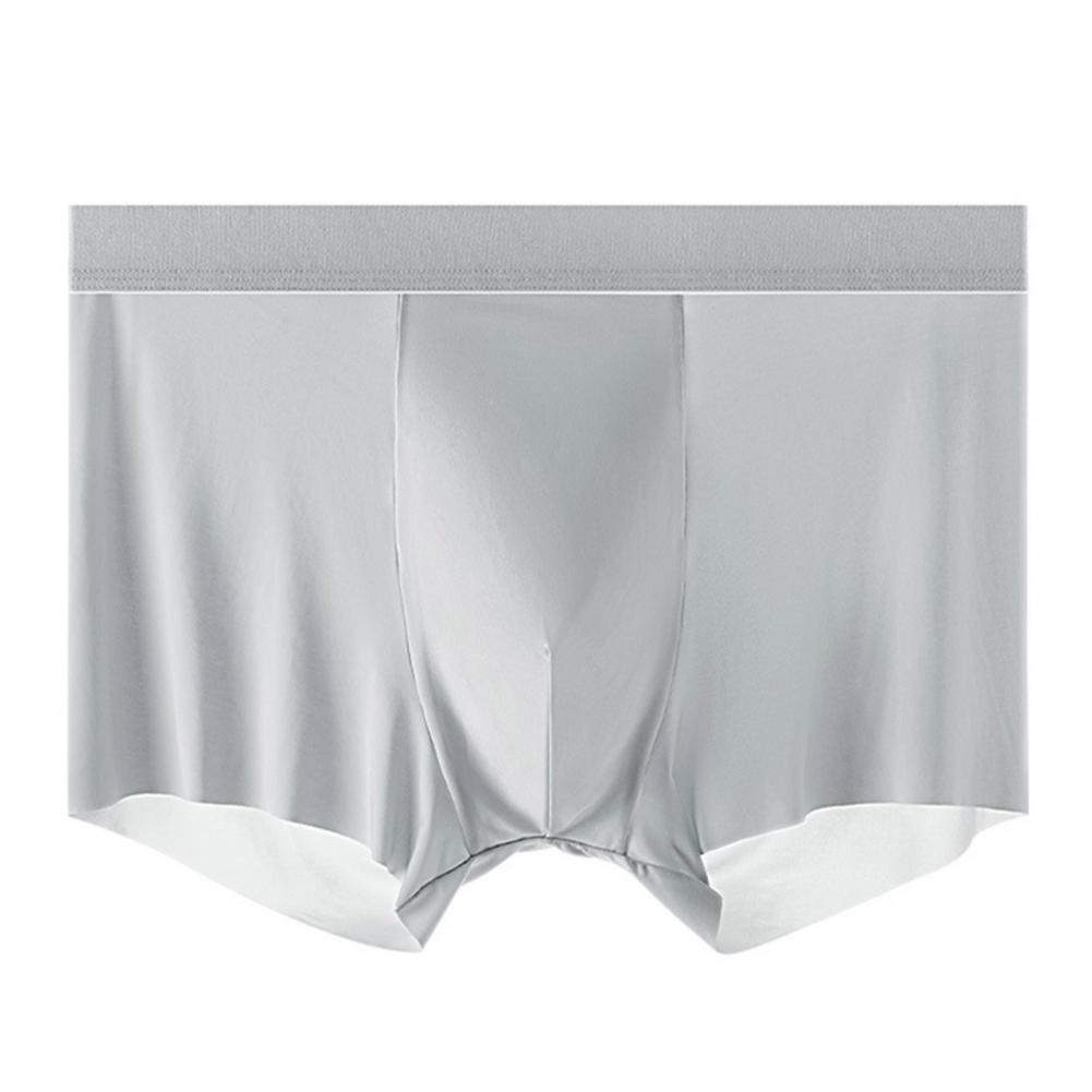 

Мужские трусы-боксеры из ледяного шелка со средней посадкой и широким поясом, ультратонкие шорты из ледяного шелка, нижнее белье, однотонные U-выпуклые трусики L светло-серый