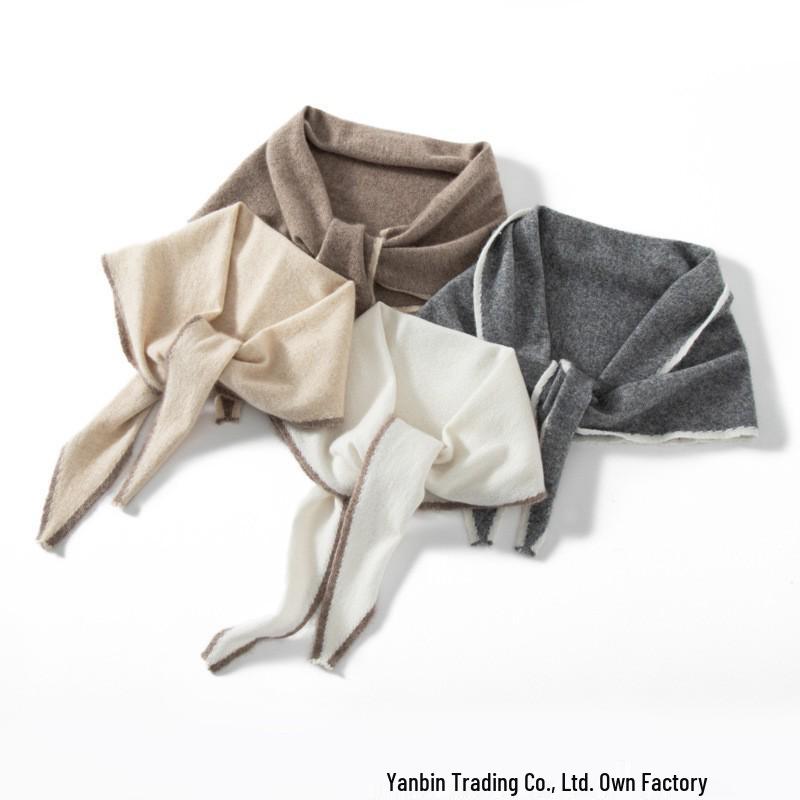 Women's Cashmere Shawl: Color-Block, Versatile Triangular Scarf and Neck Warmer, Stylish Casual Wear