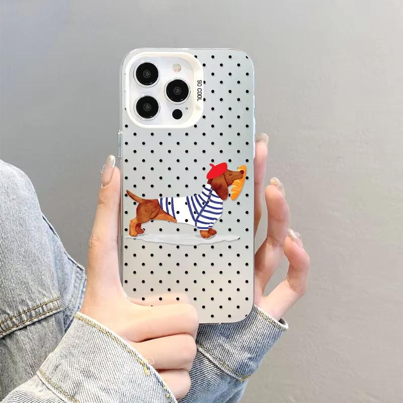 

Pink Dachshund And Stars Print Cute Phone Case For iPhone 17 Pro Max 16 15 Pro 14 13 12 11 XR XS 17Air Plus Hard Matte Cover iPhone XS Max