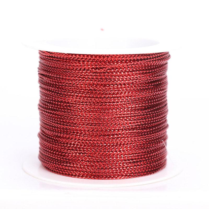 20m/roll 1mm Gold Silver Red Cords Metallic Rope Thread String Strap Gift Wrap Ribbon Cord Bracelet No-slip Hang Tag