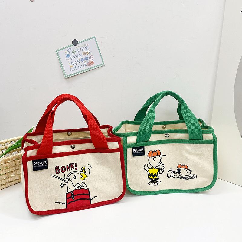 Cute cartoon Snoopy bento canvas bag large capacity multi-function portable canvas bag