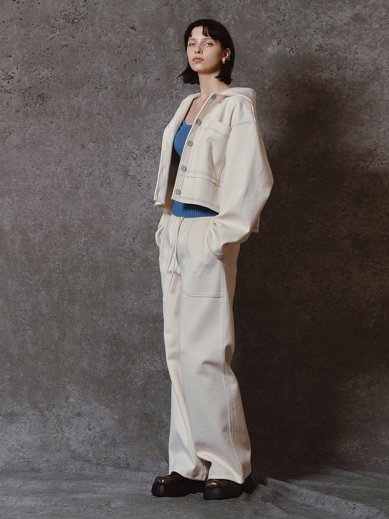 MEENDERI Round Pocket Jogger Pants - Cream