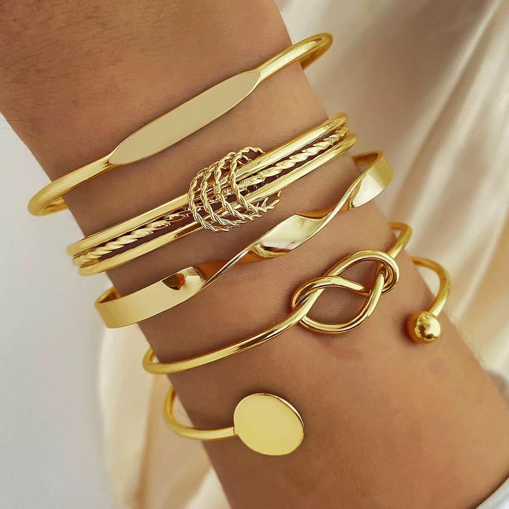 Punk Geometric Flower Knot Heart-shaped Design Bracelet Bohemian Retro Layered Open Bracelet Women's Casual Daily Party Zircon