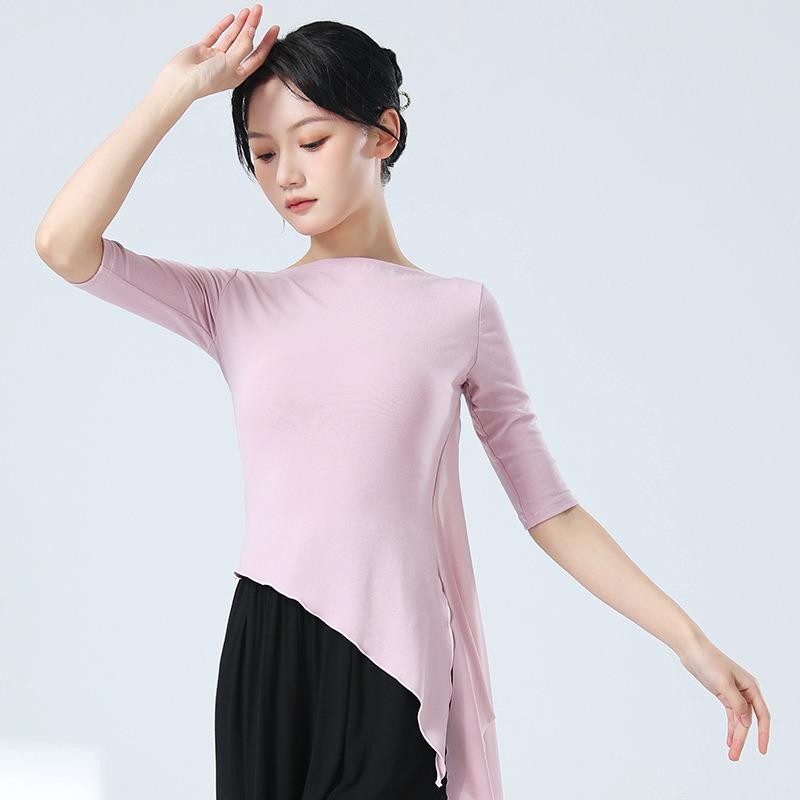 Klassische Tanzübungsbekleidung Fingerlinge Seitenschlitz Tüll-Design Chinesischer Stil Freizeitkleidung Schickes Bühnenauftrittskostüm