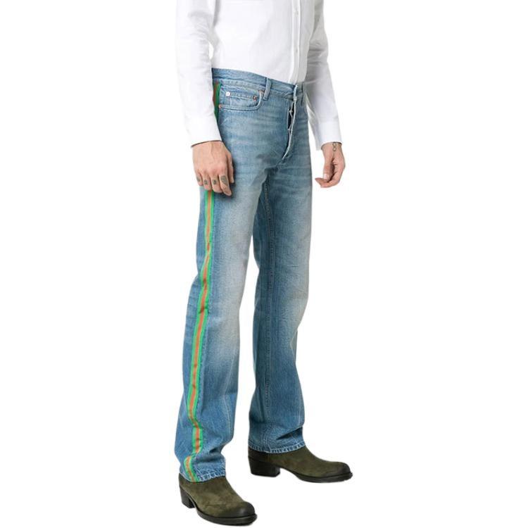 Previous Season Web Trim Embellished Straight Jeans 544674-XDADR-4206