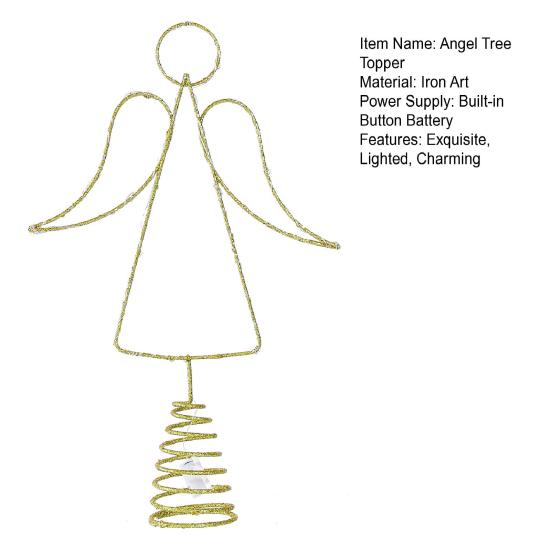 Lighted Wire Angel Christmas Tree Topper Pre-Lit Metal Wire Small Angel