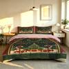 Christmas Duvet Cover Set 3Pcs Xmas Tree Gift Candy Cane Window Print Soft Microfiber Bedding with Pillowcases