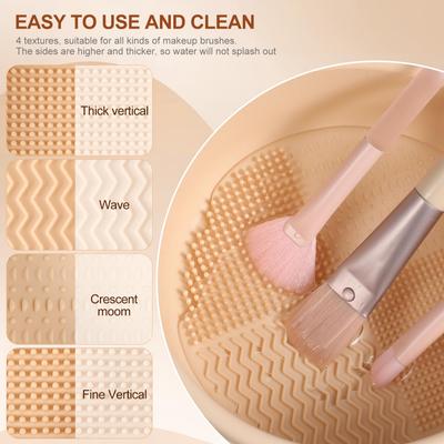 Multifunctional Silicone Makeup Brush Cleaning Bowl with Drying Holder, Portable Cosmetic Brush Washing Tool and Sponge Cleaner for Efficient