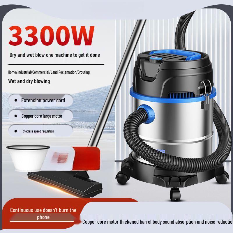 Dual-Use Wet/Dry Industrial Vacuum Cleaner for Home, Commercial, and Car Cleaning with Large Suction