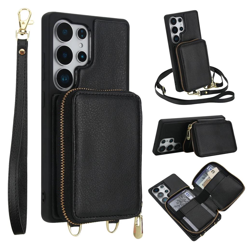 Crossbody Wallet RFID Cards Solt Phone Case for Samsung Galaxy S25 Edge S26 S24 Ultra S23 S22 S21 Plus A26 A17 A56 A36 A16 A55