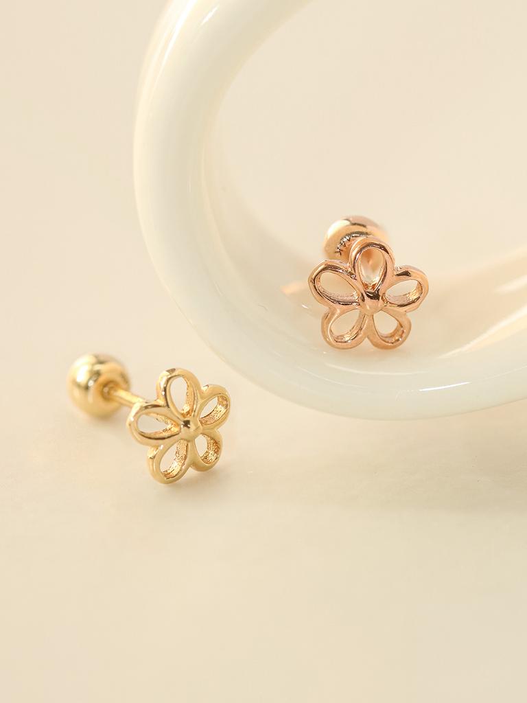 Minimalpiercing 14K Point Five-Petal Piercing Earrings