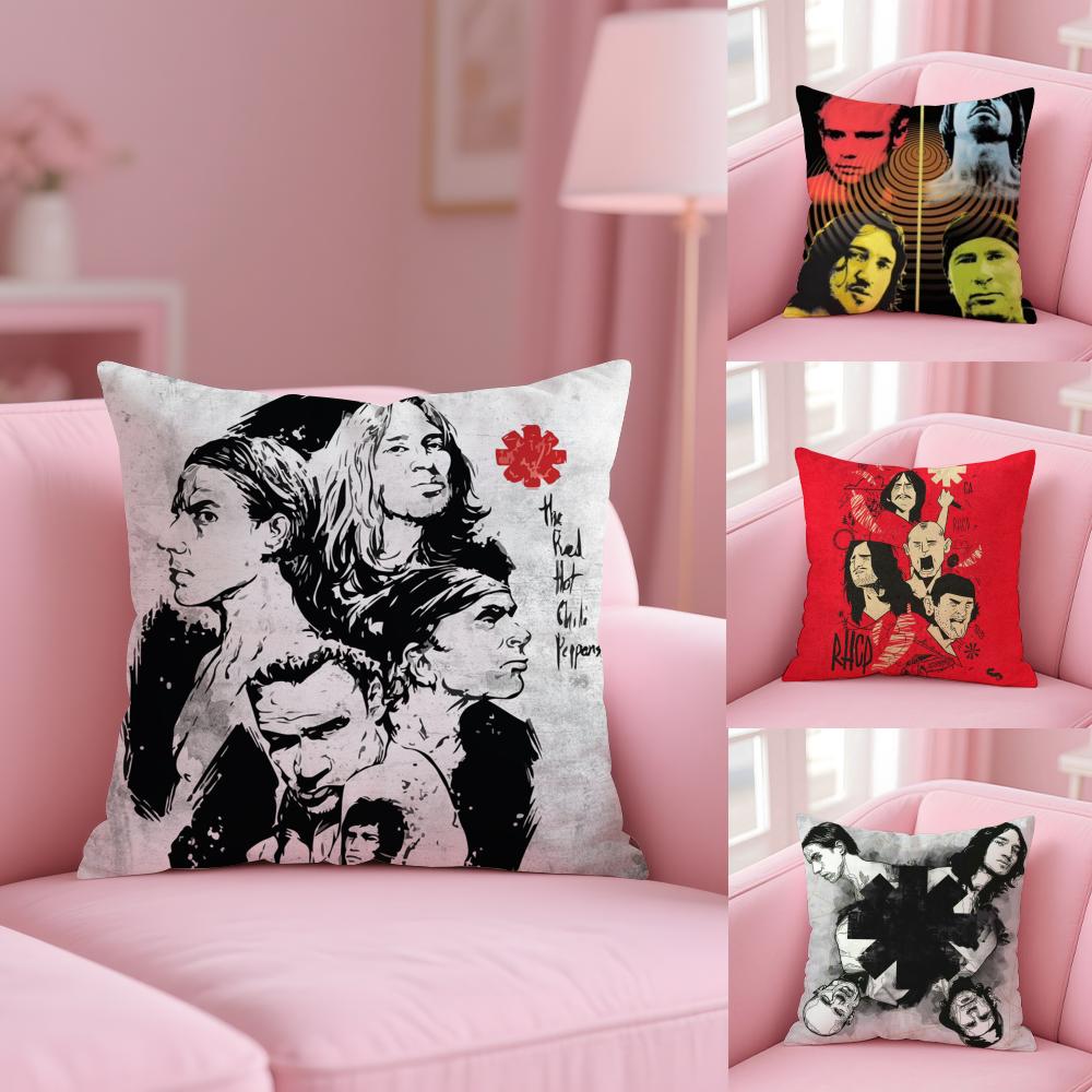 R-Red Hot C-Chili Peppers Band Cushion Cover Plush Fabric Soft Double-Sided Printed Sofa Warm Winter Home Gift Pillow Cover