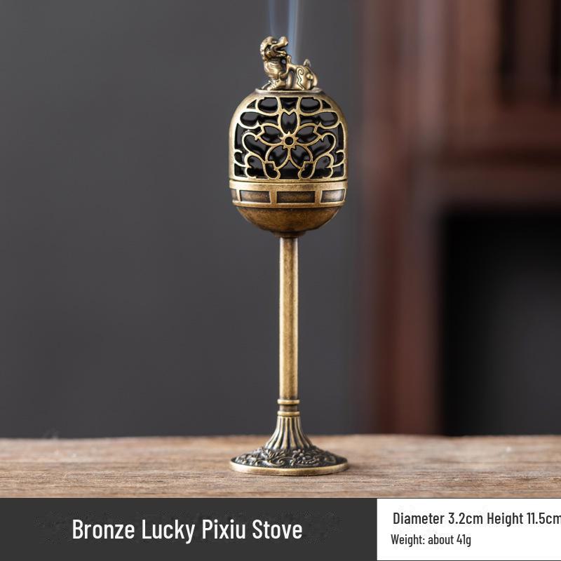 Vertical Baifu Hollow Creative Alloy Incense Burner - Office Decor