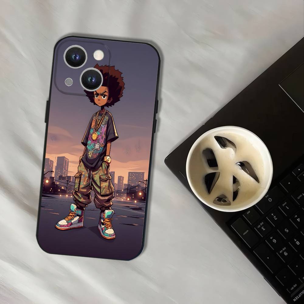 Cartoon The B-Boondocks Phone Case For iPhone 16,15,14,13,12,11,Pro,XS,Max,XR,Plus,E,SE4,Mini Black Soft Cover