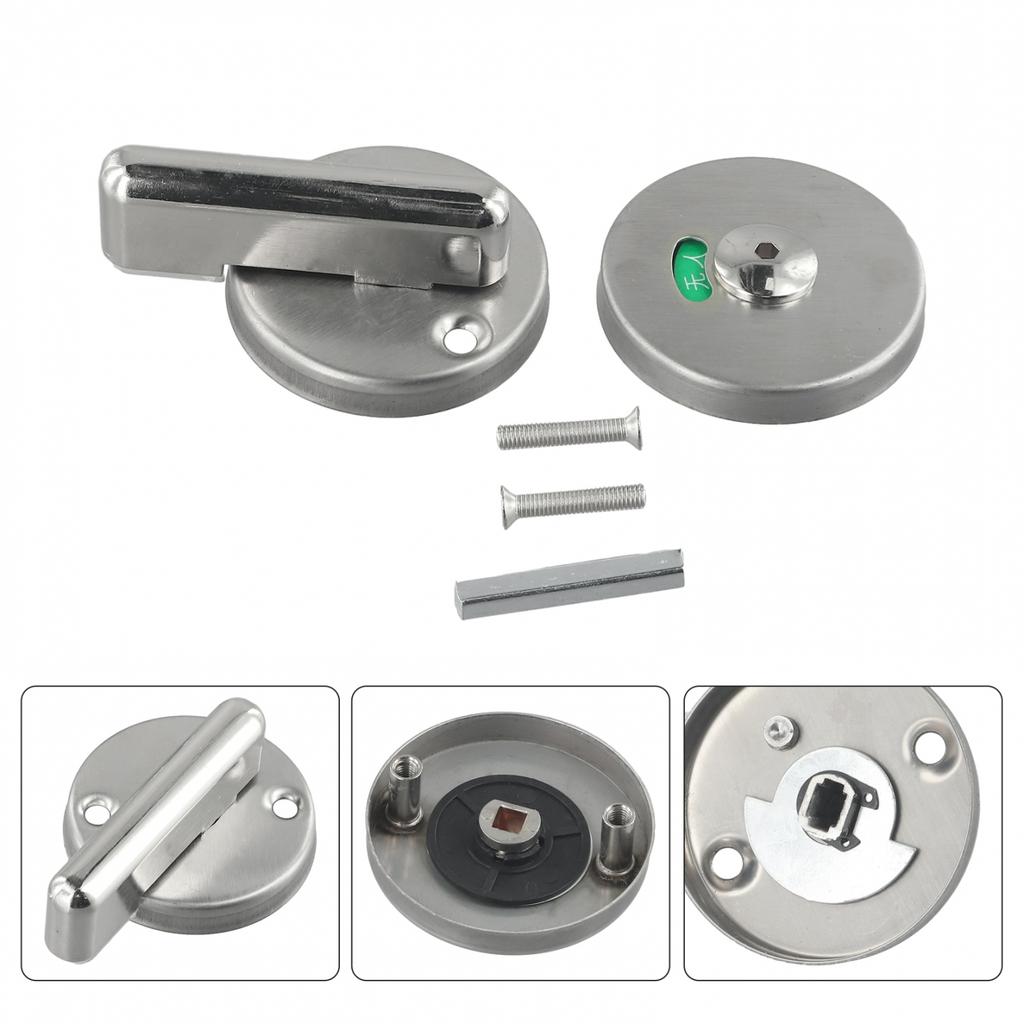 WC Door Lock Stainless Steel Bathroom Door Engaged Hardware Indicator Restroom