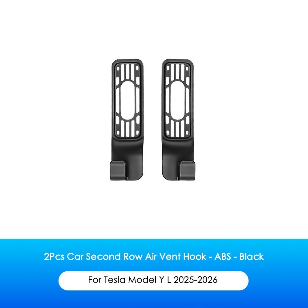 Heenvn 2Pcs B-Pillar Air Vent Hook For Tesla Model Y L 2026 2025 Rear Second Row AC Outlet Hanger Storage Holder Car Accessories