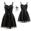 Damen Japanisches Anime Cosplay Misa Amane Kleid mit Spitzenbesatz Gothic Stil Kostüm Kunstleder Sexy Kleid Halloween