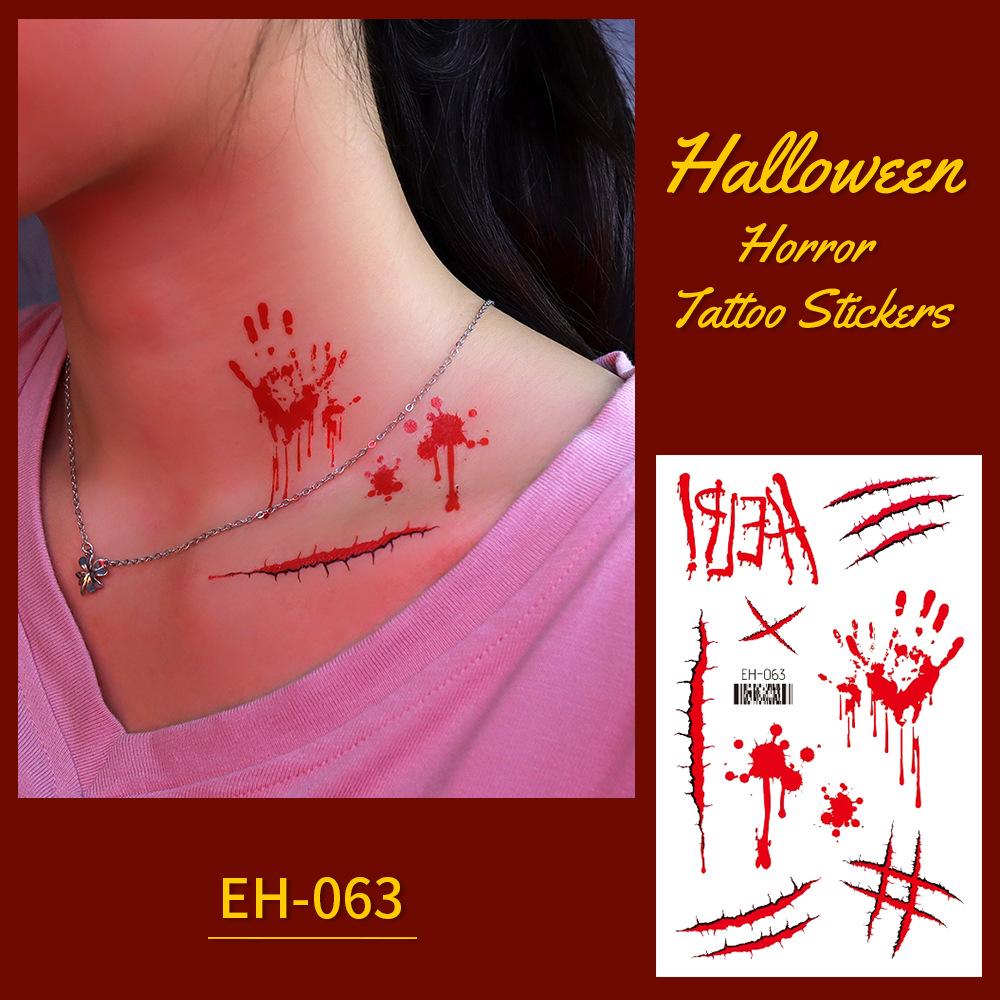 Ruikalong Waterproof Halloween Tattoo Stickers: Long-Lasting Scary Prank Simulation for Men & Girls 120*75mm